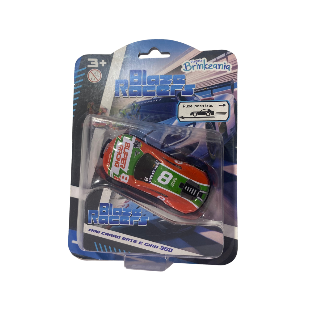 Mini Carro de Fricção Blaze Racers Bate e Gira 360º (Laranja 1) BRINKZANIA