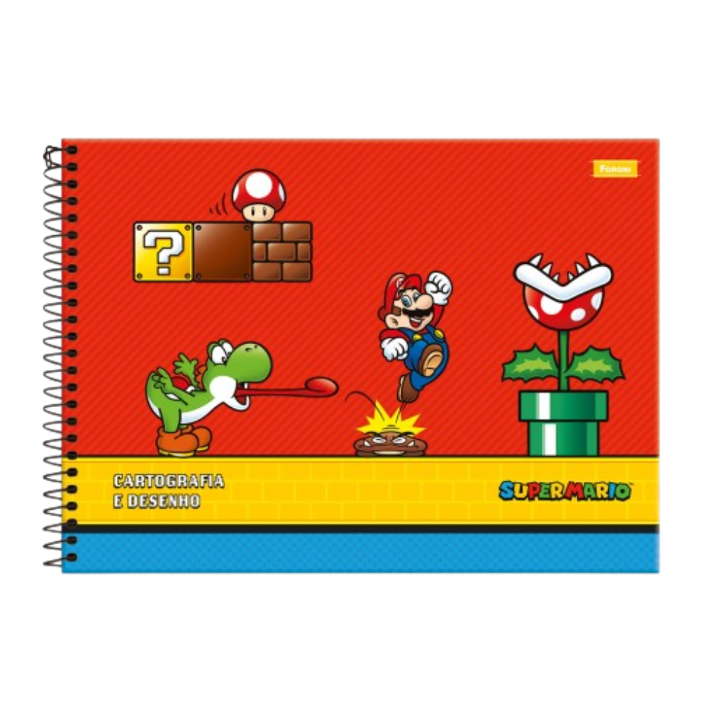 Caderno de Cartografia e Desenho Super Mario 80f (Yoshi) FORONI