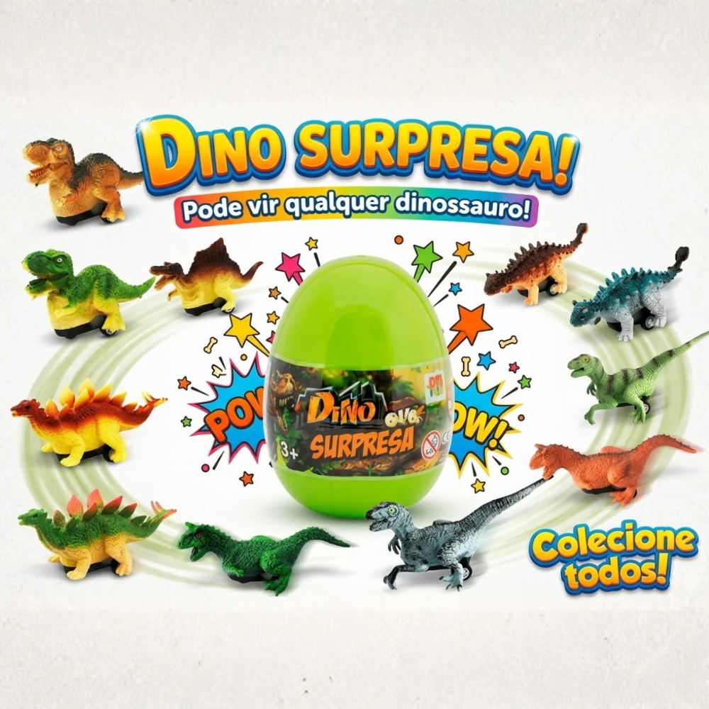 Dino Ovo Surpresa Dinossauro Pull Back DM TOYS