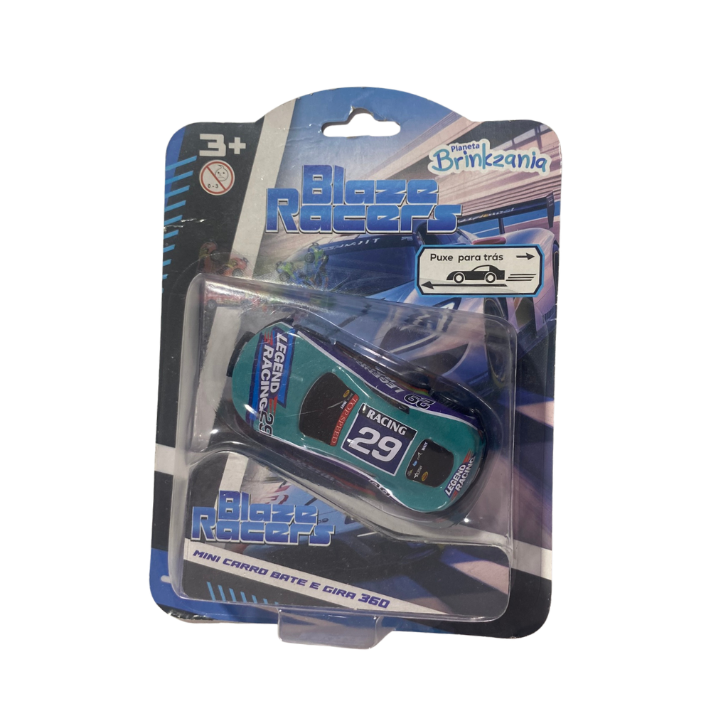 Mini Carro de Fricção Blaze Racers Bate e Gira 360º (Ciano) BRINKZANIA
