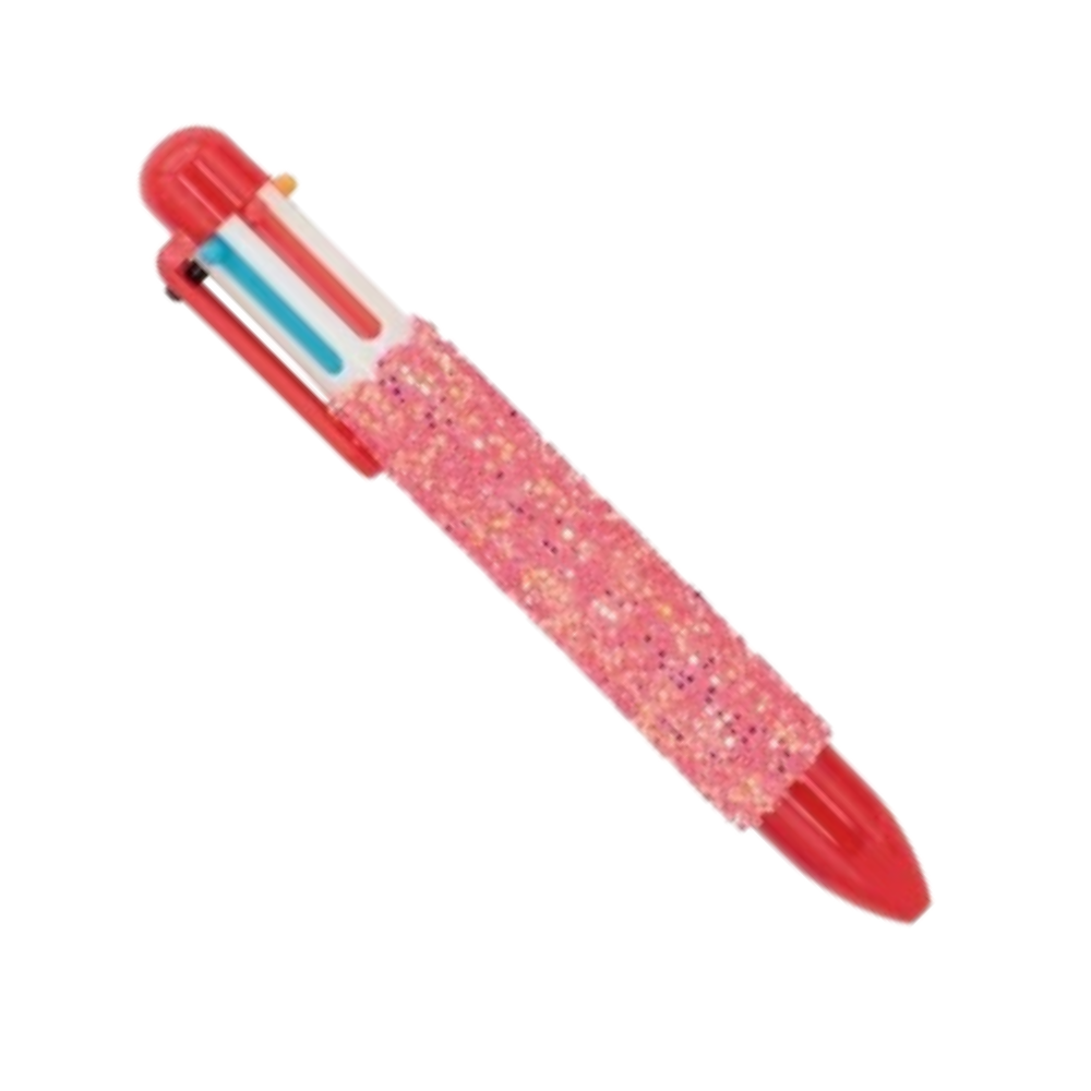 Caneta Multicolorida 6 Cores Glitzy (Vermelho) POLIBRINQ