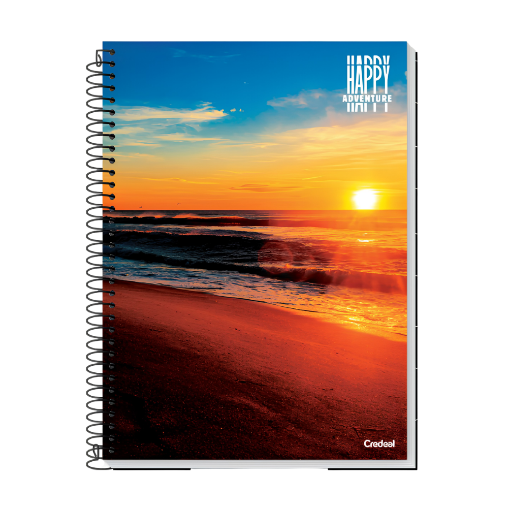Caderno Universitário 10m 160fls Happy Adventure (Entardecer) CREDEAL