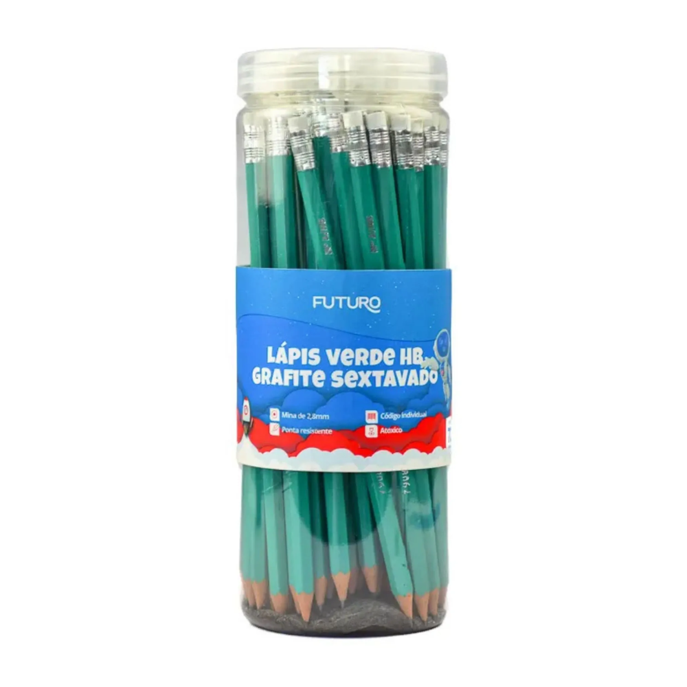 Lápis Grafite HB com Borracha Verde FUTURO