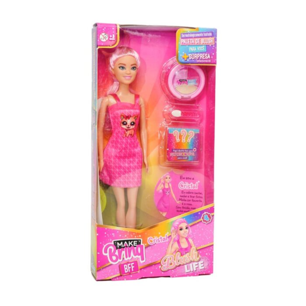Boneca de Brinquedo Blush Life (Cristal) Make Brinq POLIBRINQ