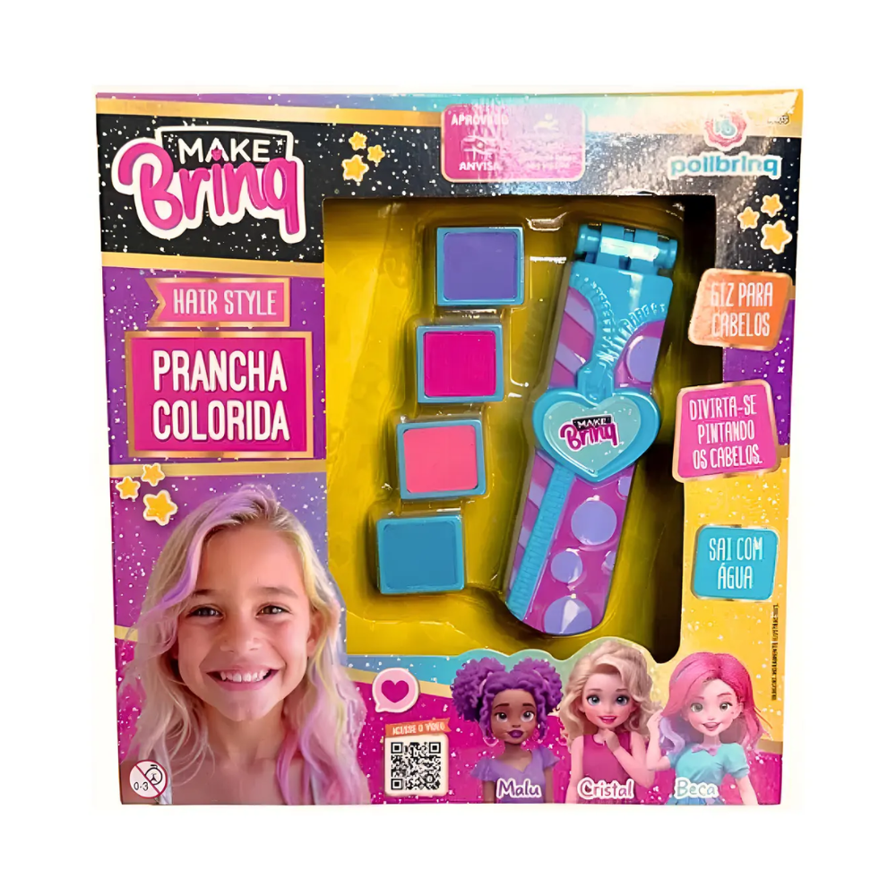 Aplicador Hair Style Prancha Colorida para Pintar Cabelo Make Brinq POLIBRINQ