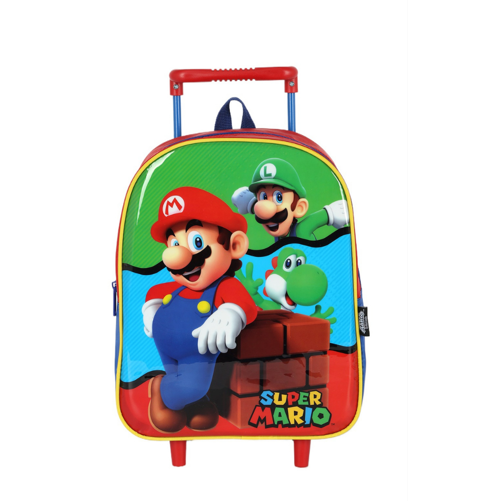 Mochila de Rodinha Infantil Super Mario Bros Vermelho LUXCEL