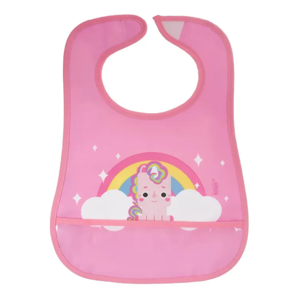 Babador de Plástico com Pega Migalhas Filhotiis Unicorn KOUII