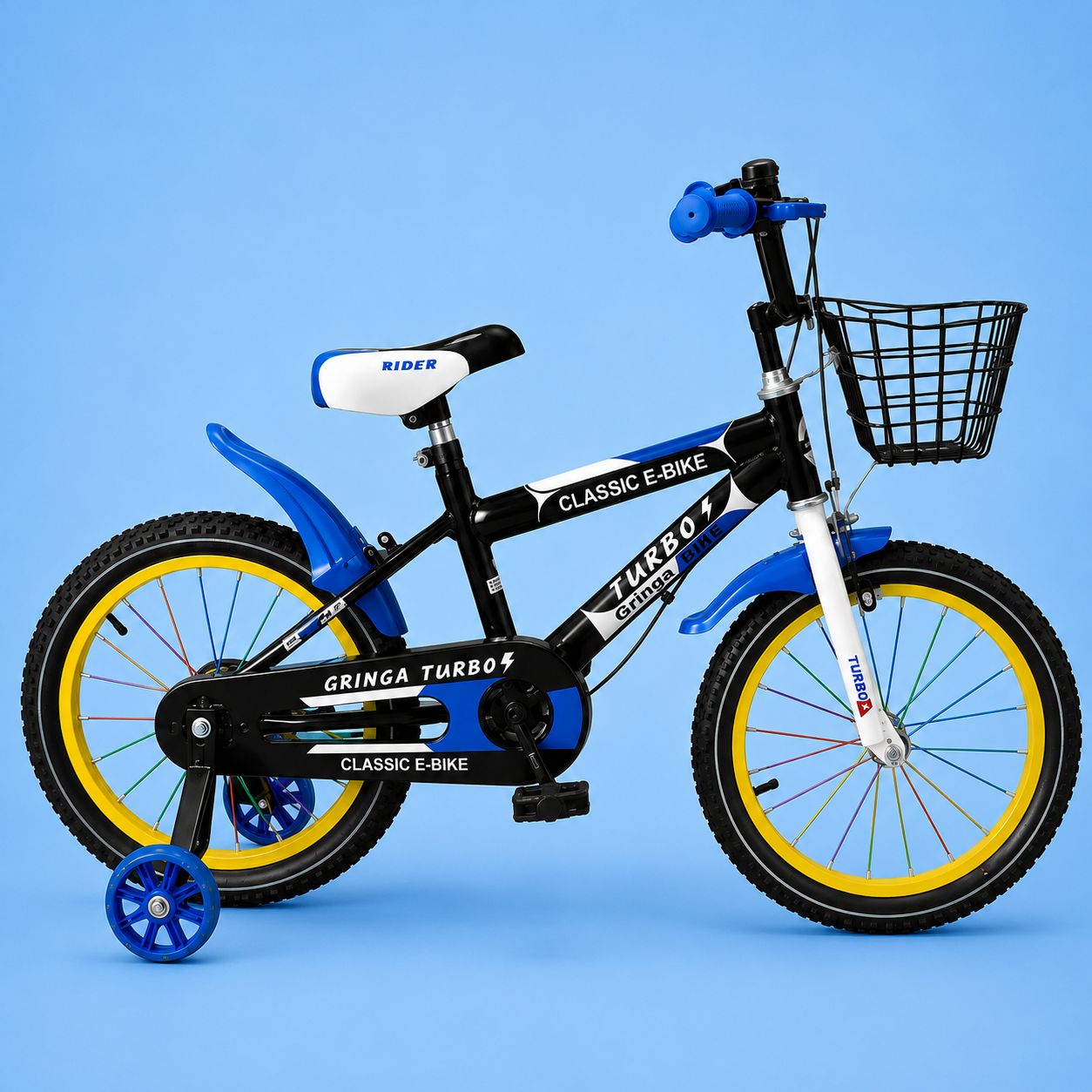 Bicicleta Infantil Menino 5-8 Anos Aro 16 LED + Freio V-Brake + Cestinho + Pneu