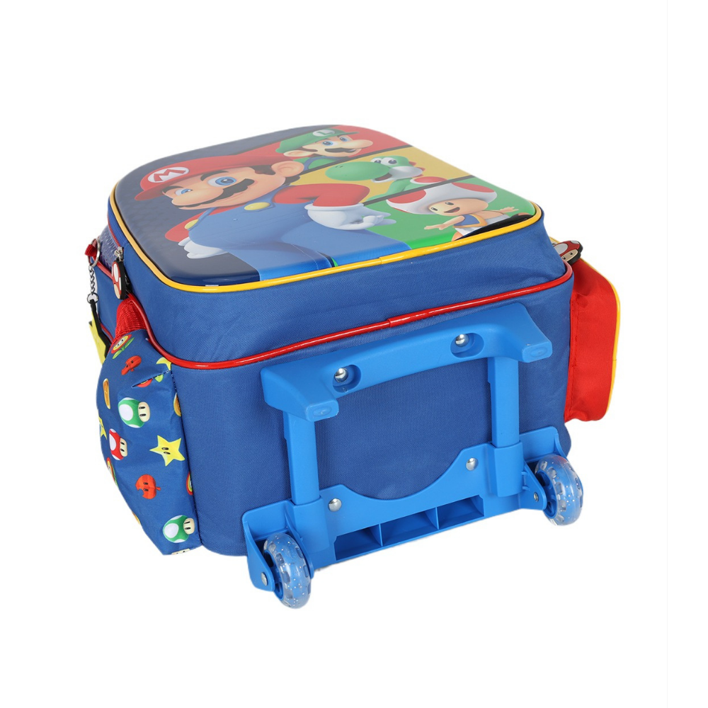 Mochila com Rodas e Alça Super Mario Bros Azul LUXCEL