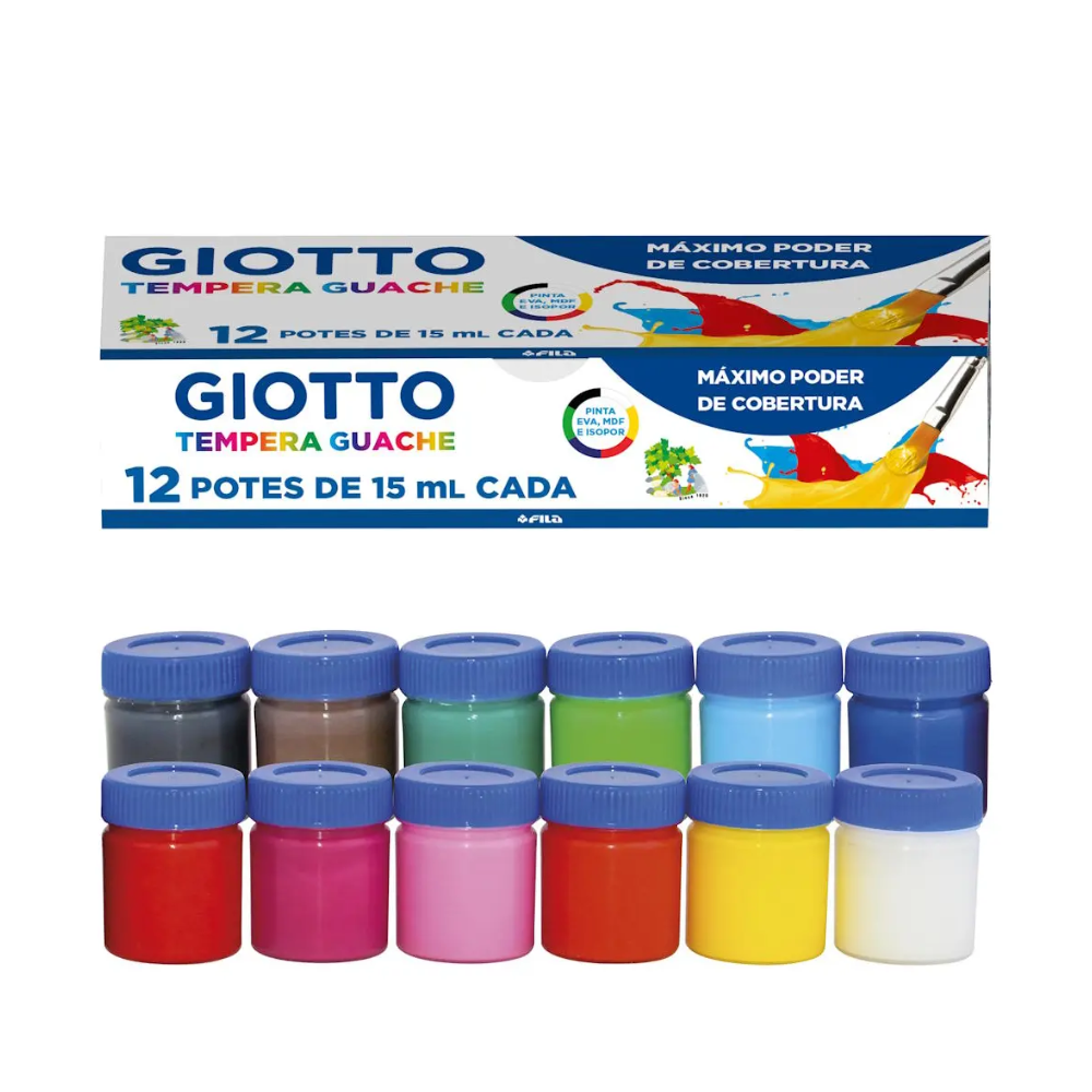Tempera Guache 12 Potes de Cores 15ml GIOTTO