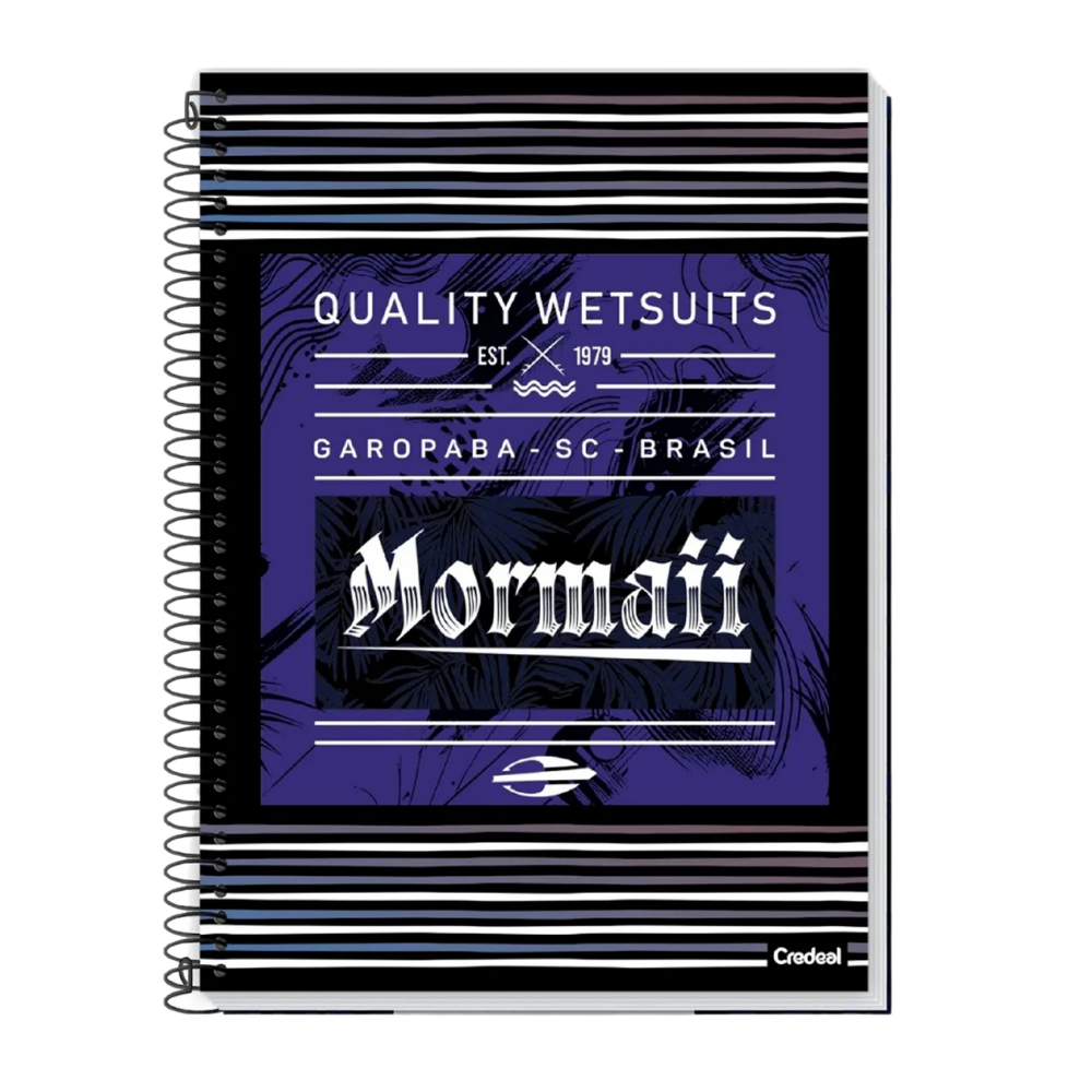 Caderno Universitário 10m 160fls Mormaii Masculino (Listras) CREDEAL