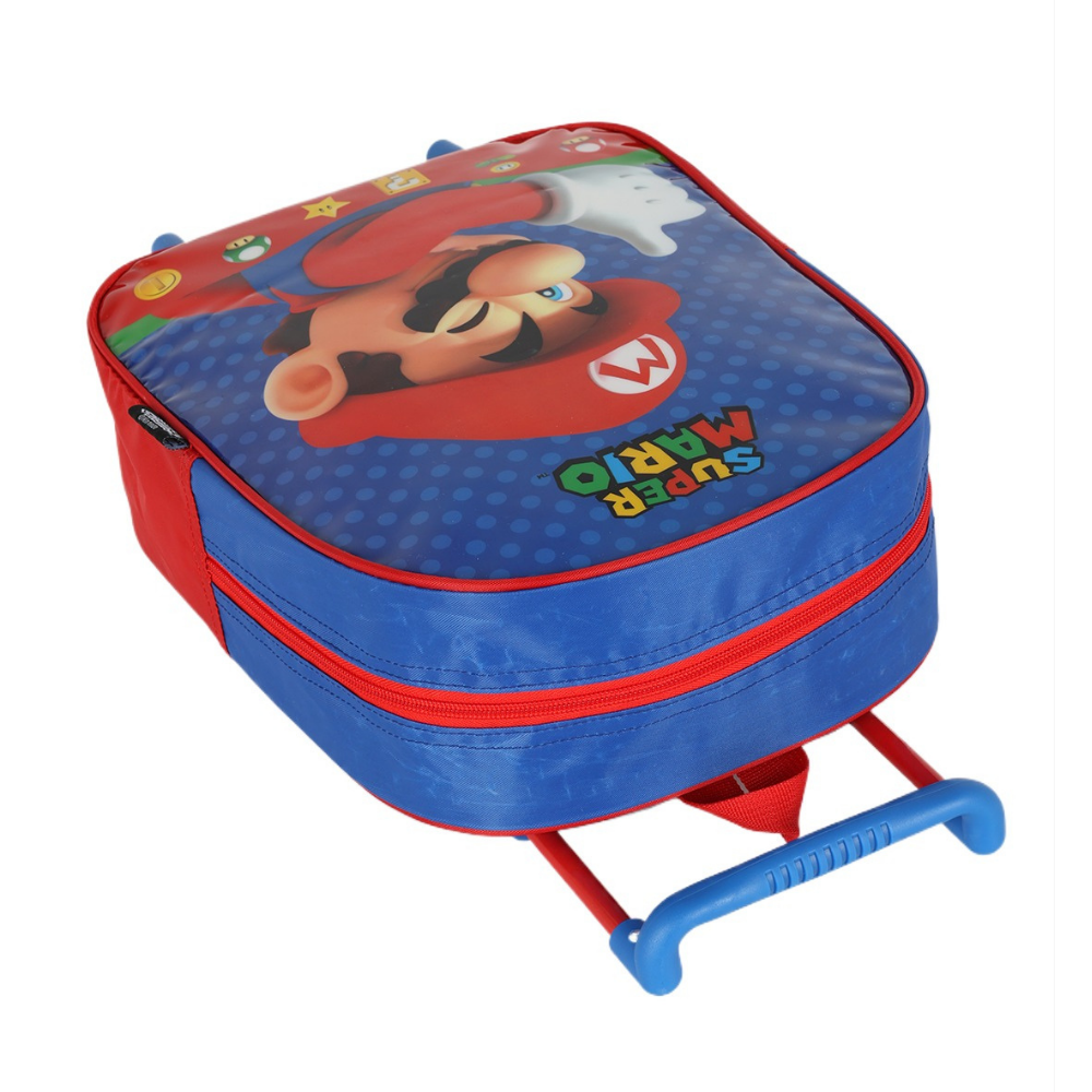 Mochila de Rodinha Infantil Super Mario Bros Azul LUXCEL