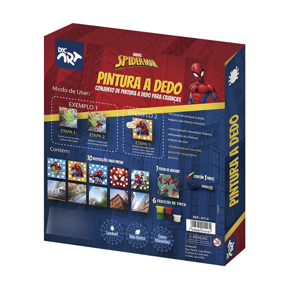 Conjunto de Pintura a Dedo Homem Aranha DAC ART