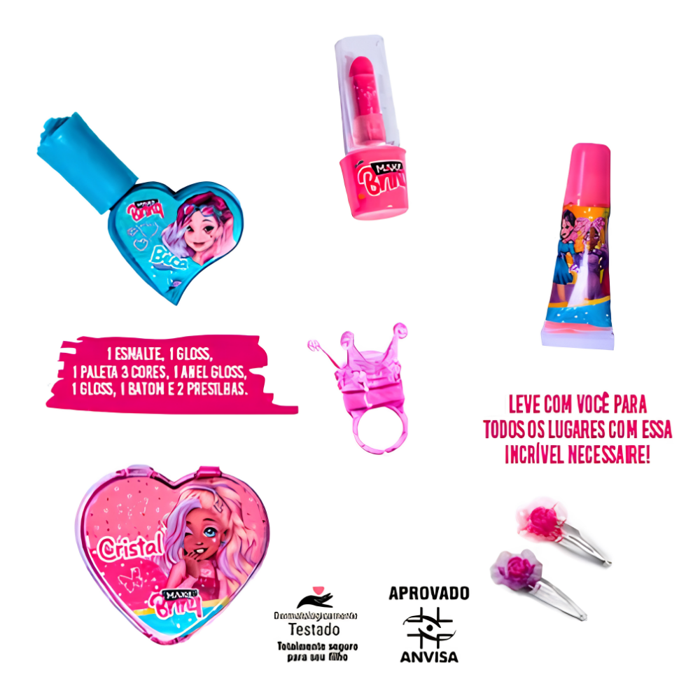 Bolsa Kit Necessaire de Maquiagem Infantil (Médio) Make Brinq POLIBRINQ