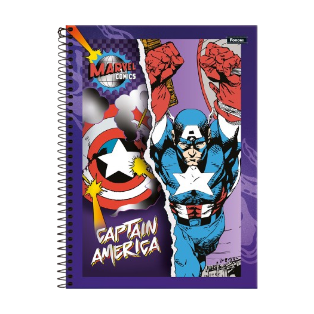 Caderno Universitário 1m 80fls Marvel Comics (Capitão América) FORONI