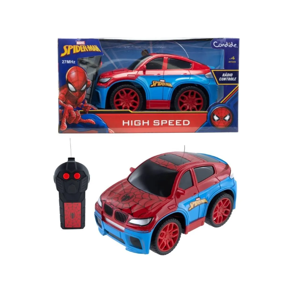 Carro de Controle Remoto 3 Funções Spider-Man High Speed CANDIDE