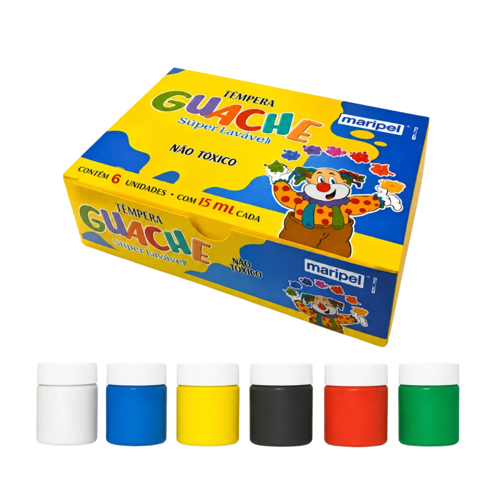 Tempera Guache 6 Potes de Cores 15ml MARIPEL