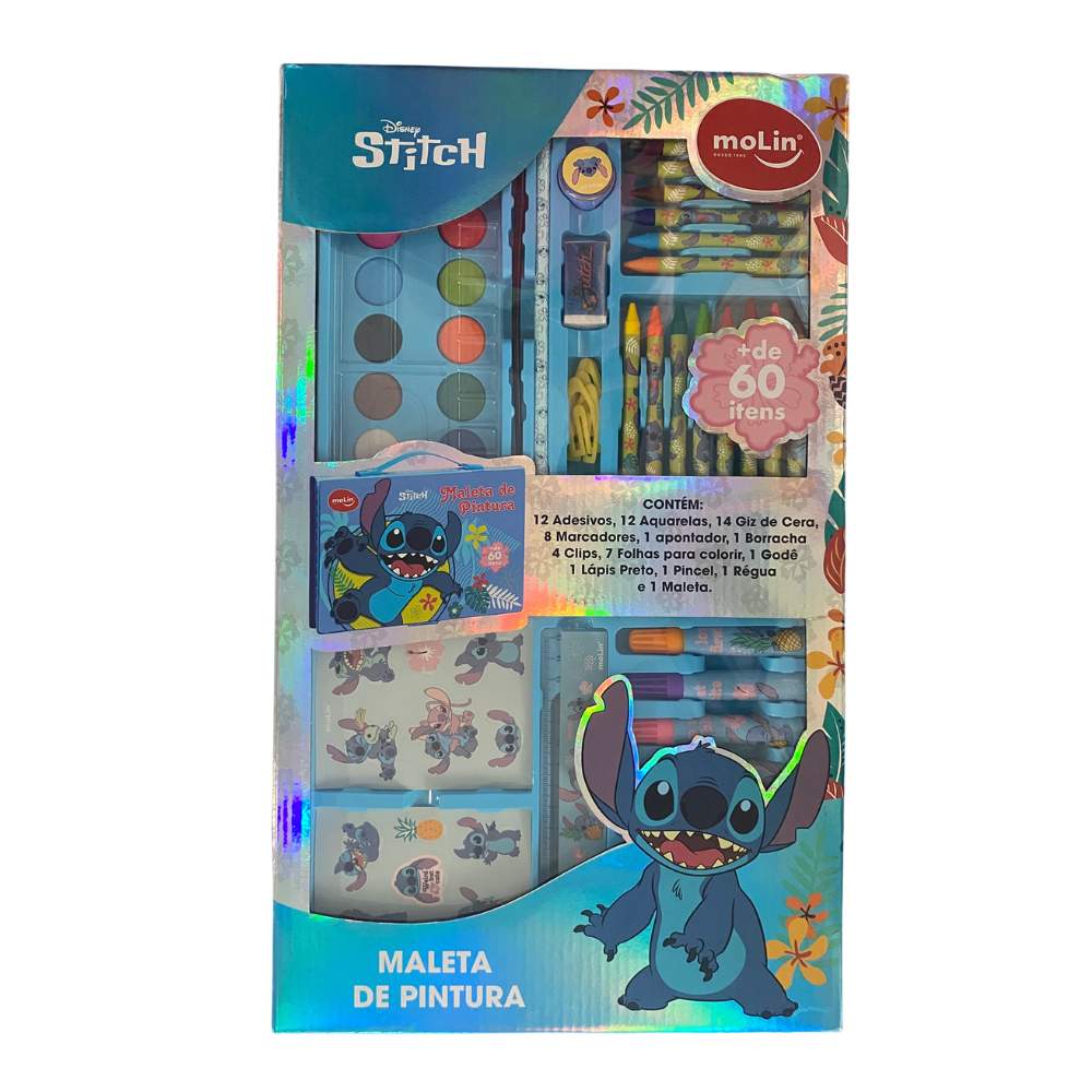 Maleta de Pintura Disney Stitch 60 Itens MOLIN