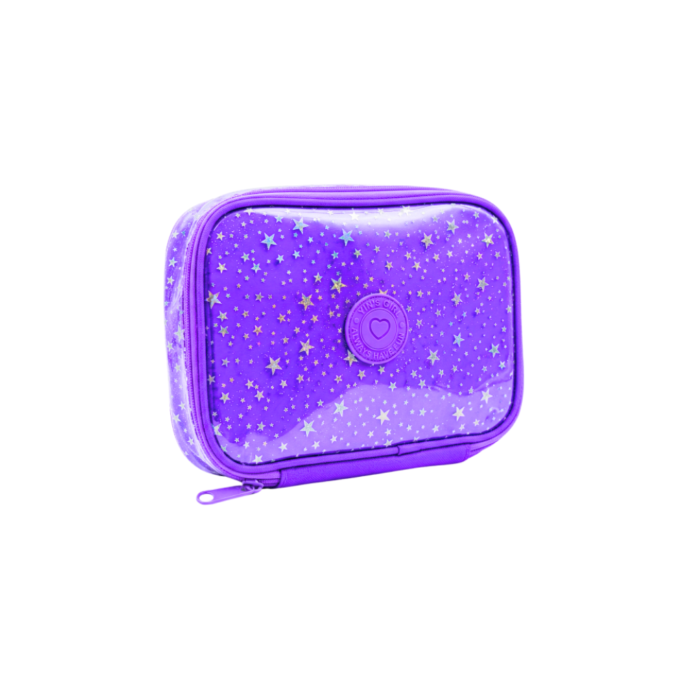 Estojo Box Escolar Casual Super Star PVC (Lilás) YIN'S