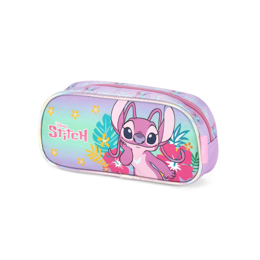 Estojo Simples Disney Stitch e Angel Roxo LUXCEL