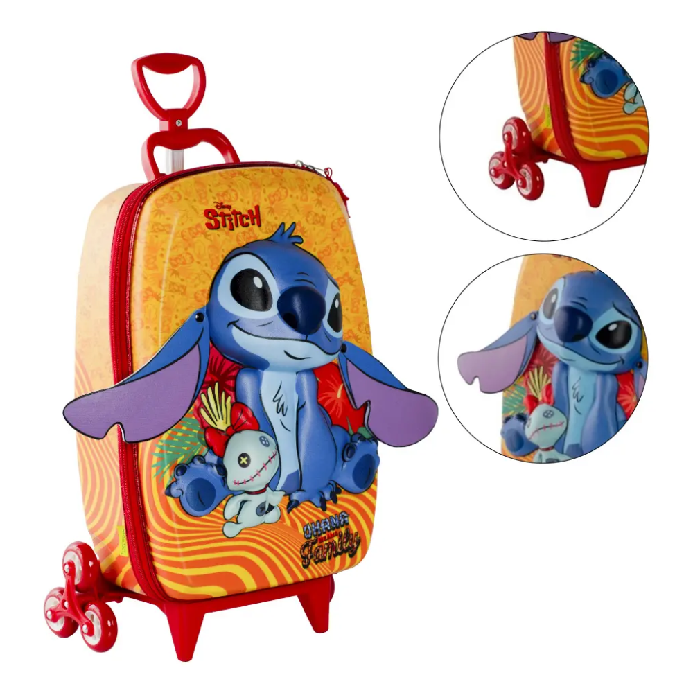 Mala Infantil Disney Stitch Amarelo Tropical MAXTOY DIPLOMATA