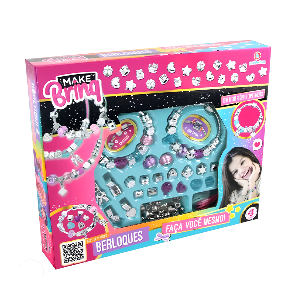 Kit Pulseiras e Berloques Infantil (Grande) Make Brinq POLIBRINQ