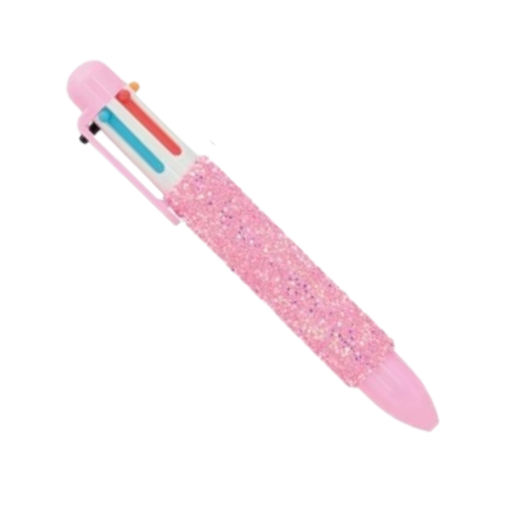 Caneta Multicolorida 6 Cores Glitzy (Rosa) POLIBRINQ