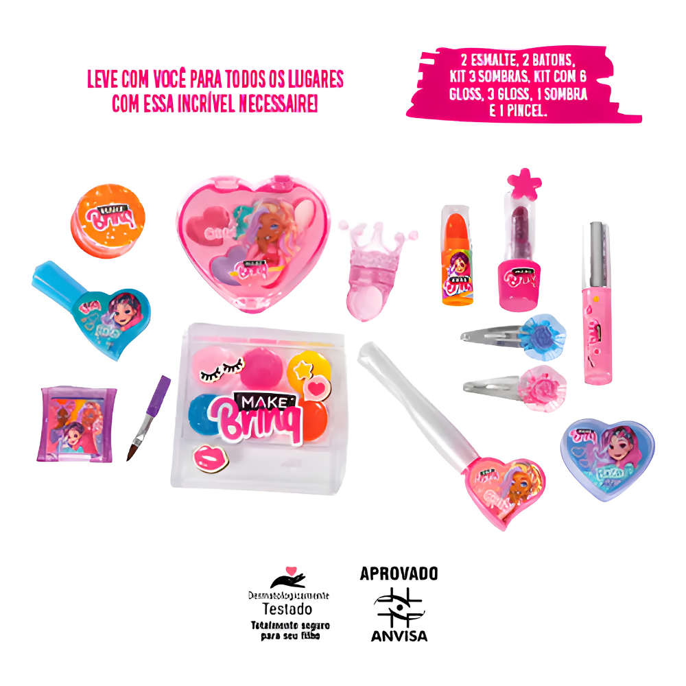 Bolsa Kit Necessaire de Maquiagem Infantil (Grande) Make Brinq POLIBRINQ