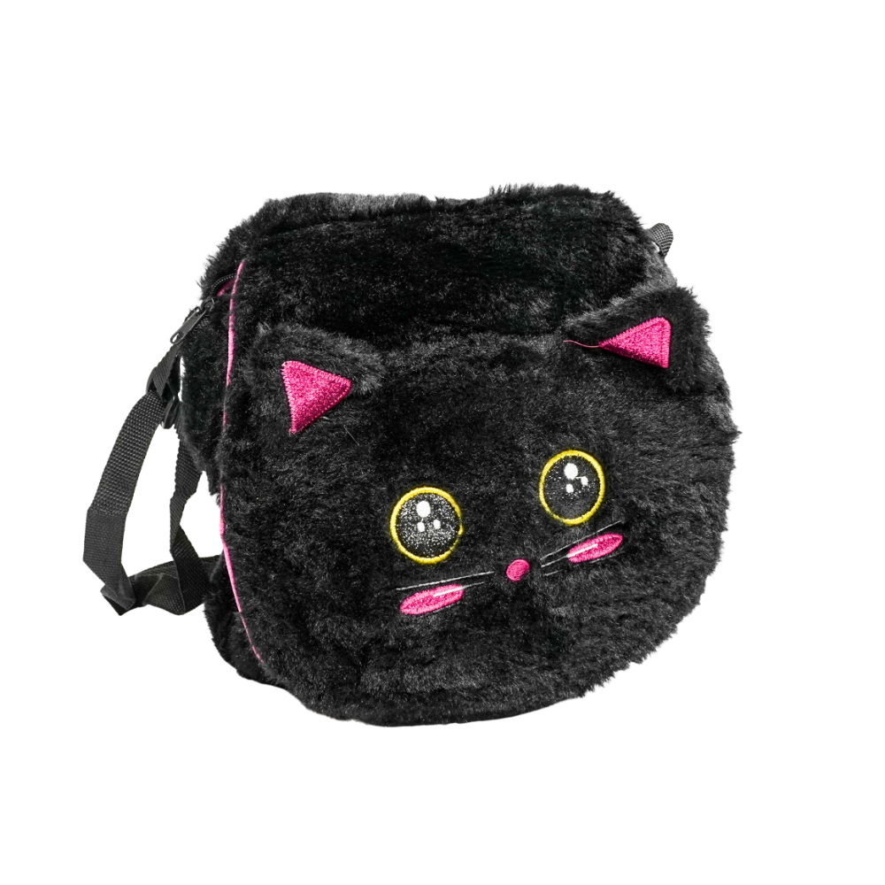 Bolsa Escolar Gatinho Preto de Pelúcia School Brinq POLIBRINQ