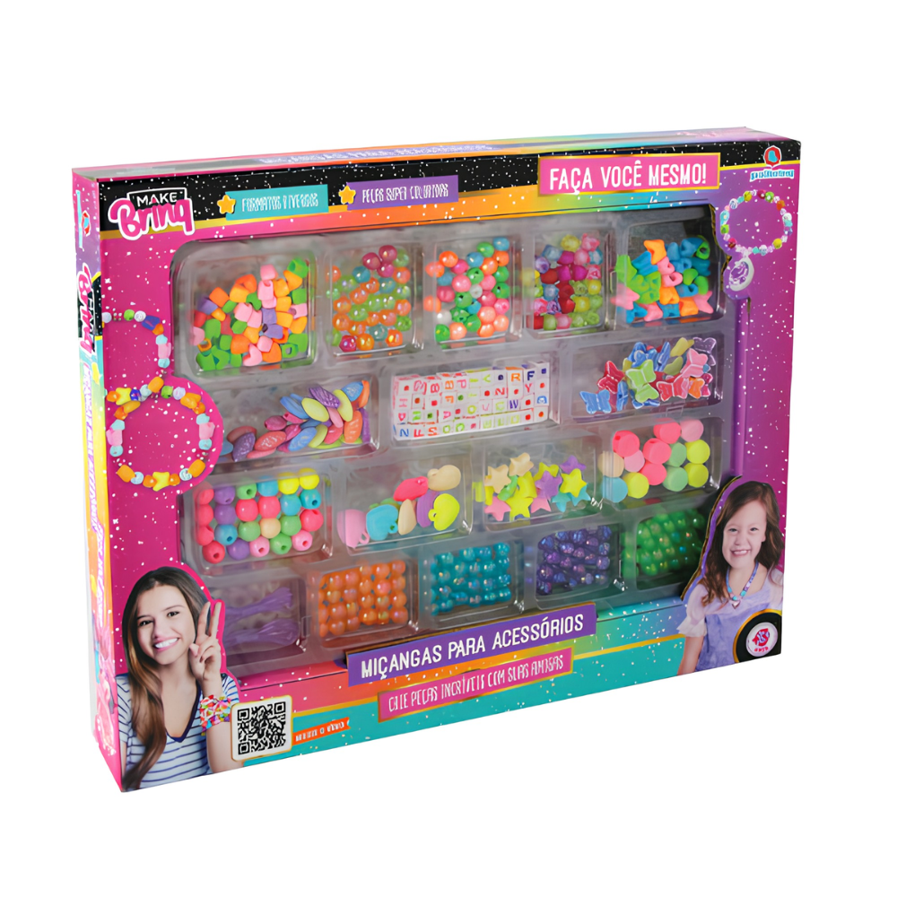 Kit de Miçangas para Acessórios MakeBrinq POLIBRINQ