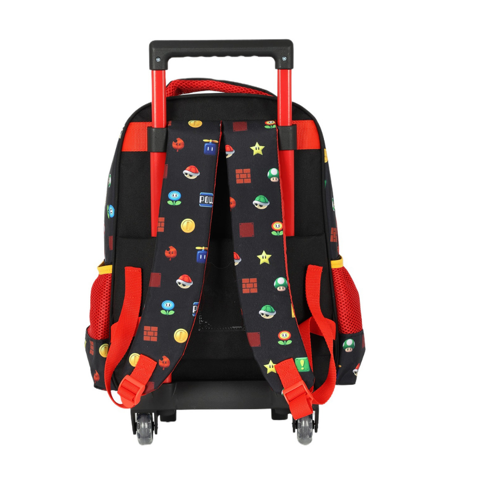 Mochila com Rodas e Alça Super Mario Bros Preto LUXCEL