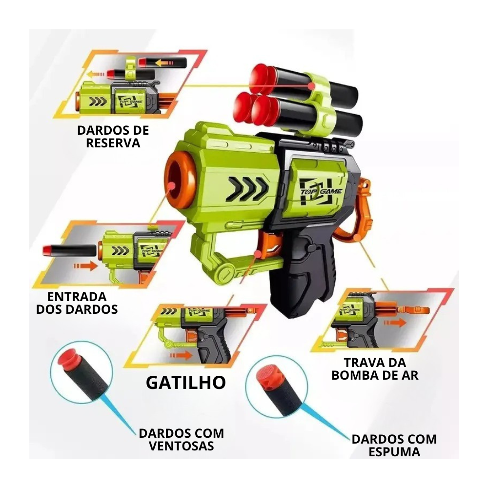 Lançador c/ 6 Dardos Top Game Guns Master BRINKZANIA
