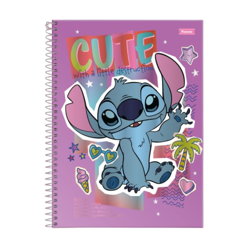 Caderno Universitário 1m 80fls Disney Stitch (Cute) FORONI