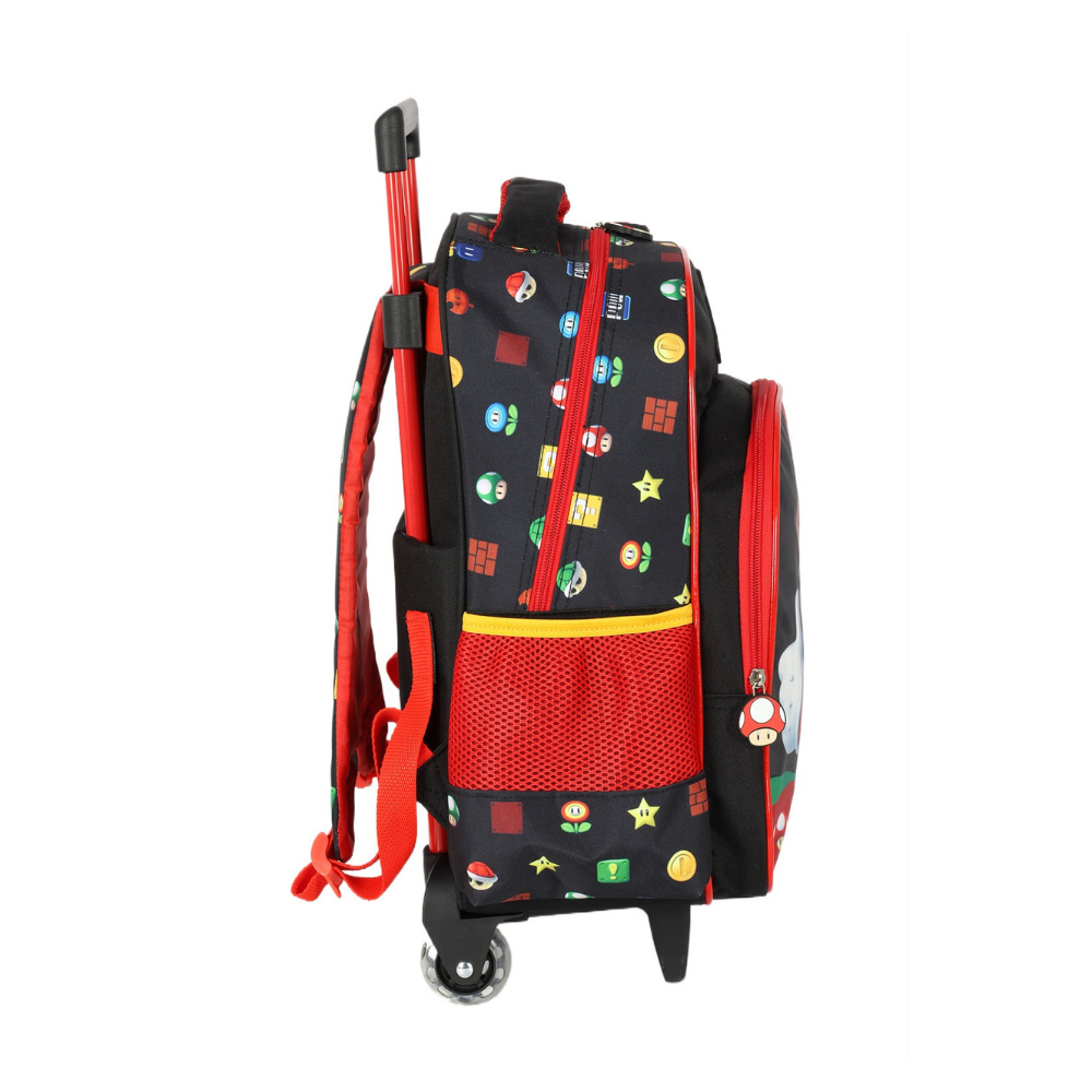 Mochila com Rodas e Alça Super Mario Bros Preto LUXCEL