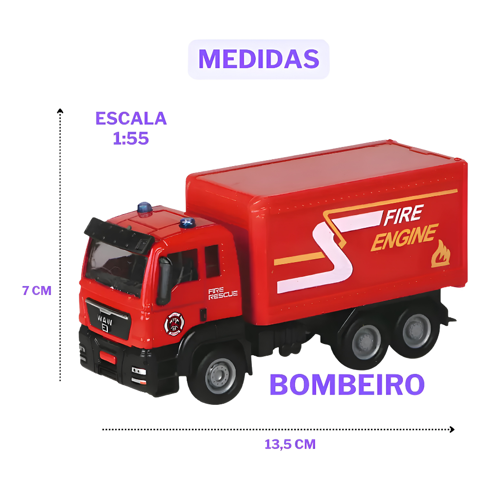 Carrinho de Brinquedo Super Trucks (Bombeiro) Coleção Profissões POLIBRINQ