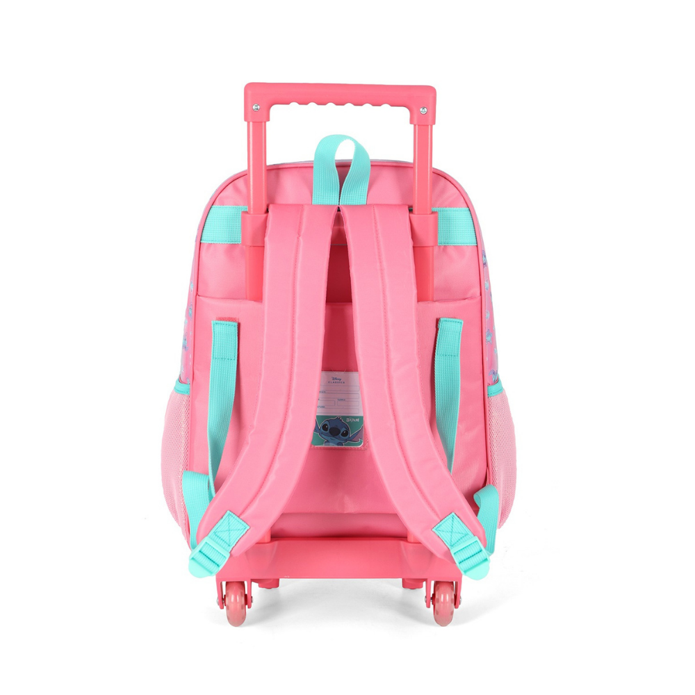 Mochila com Rodas Disney Stitch e Angel Rosa LUXCEL