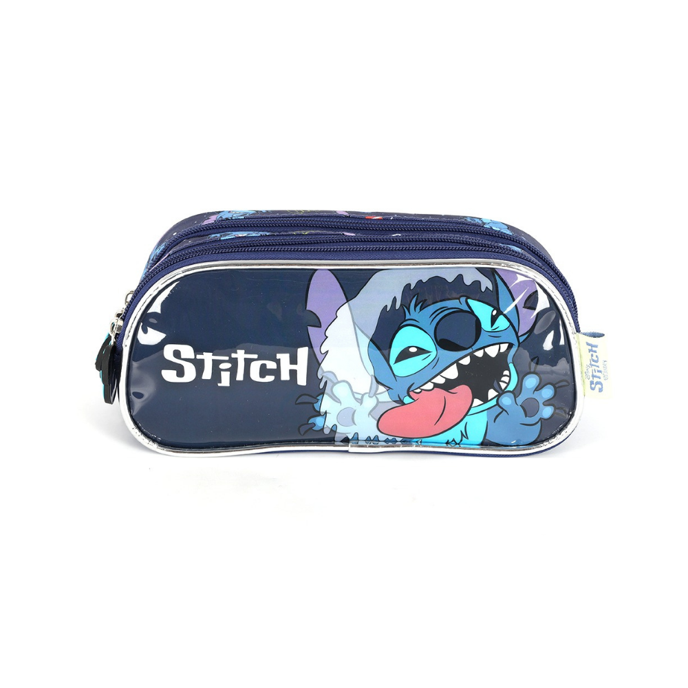Estojo Triplo Infantil Disney Stitch Azul LUXCEL