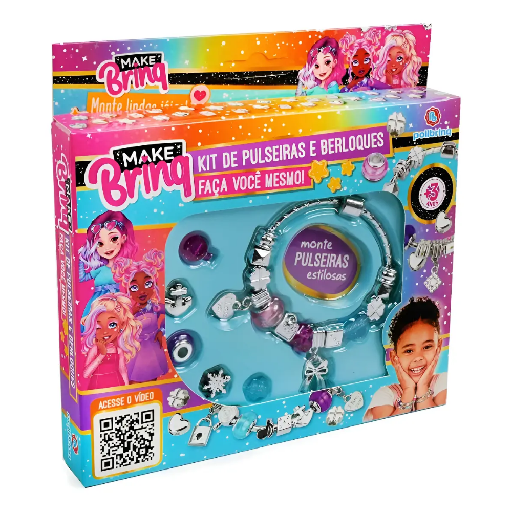Kit Pulseiras e Berloques Infantil Make Brinq POLIBRINQ