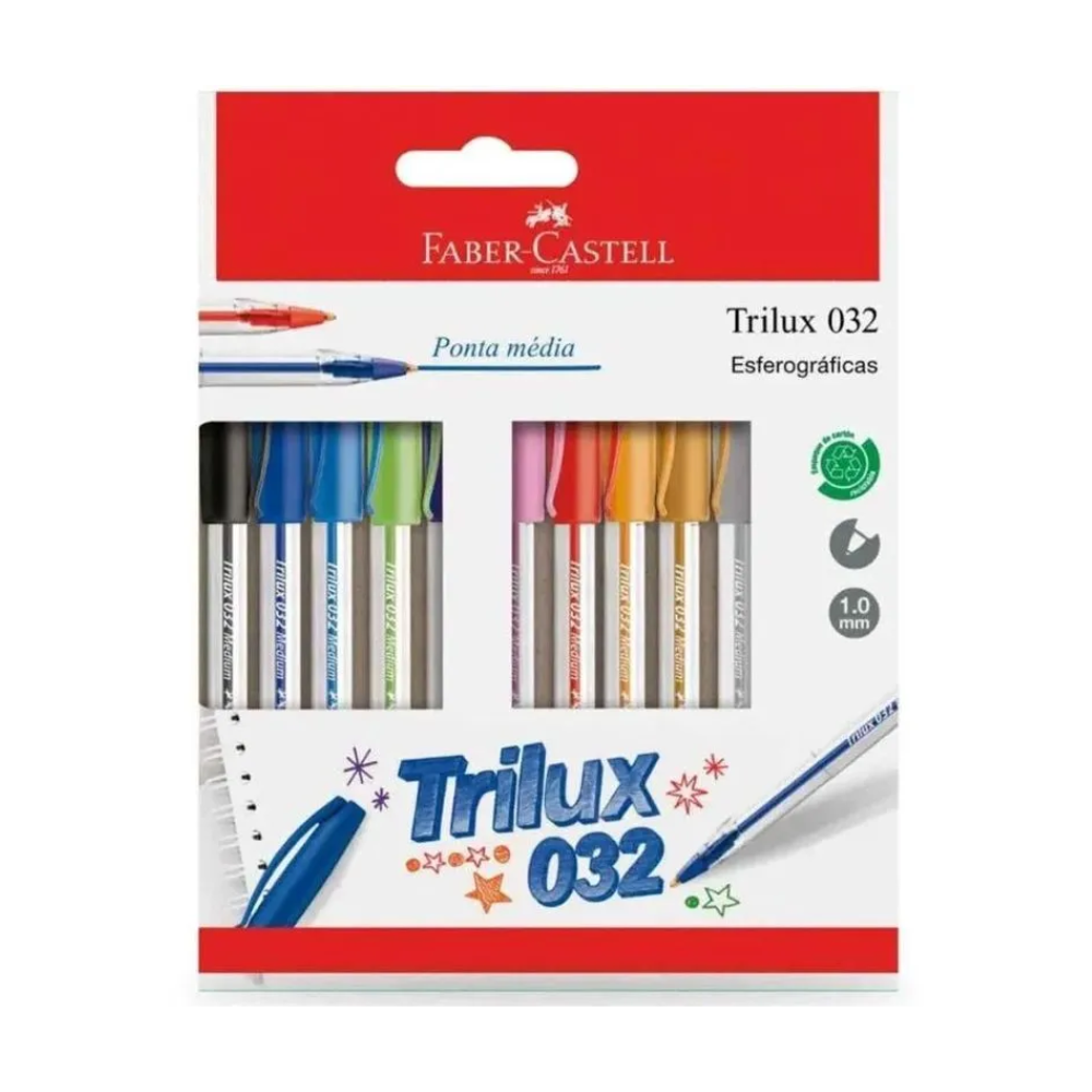 Conjunto de Canetas Esferográficas Trilux 10 Cores FABER CASTELL