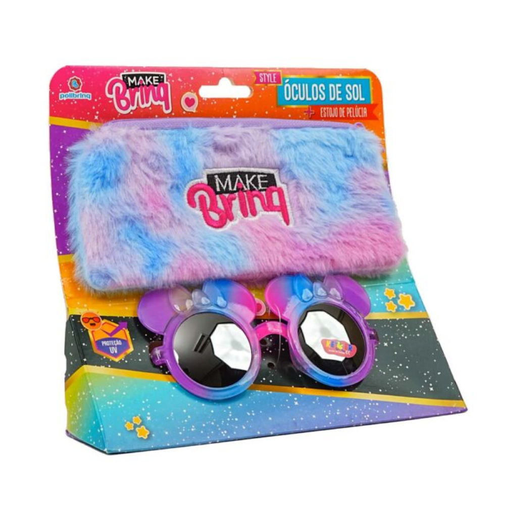 Kit Óculos de Sol e Estojo de Pelúcia Make Brinq (Sortido) POLIBRINQ