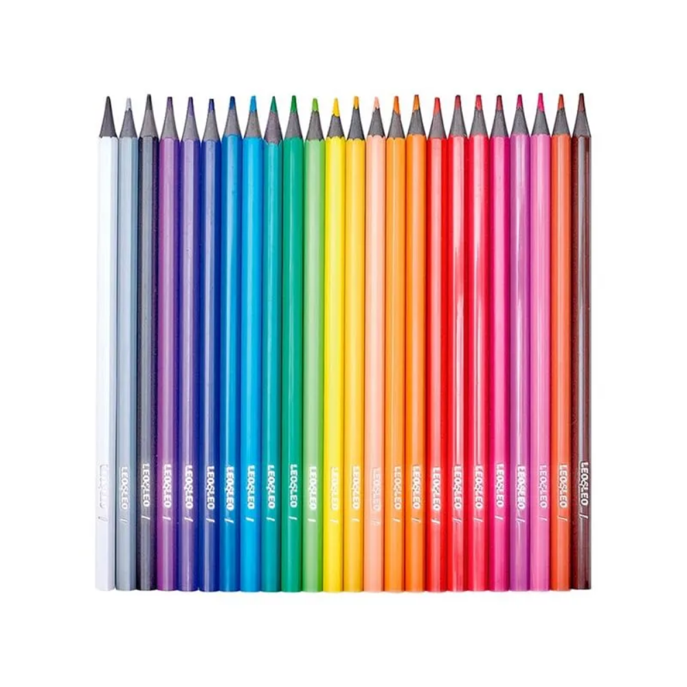 Lápis de Cor 24 Cores Resina Sextavado Ecológico LEO&LEO