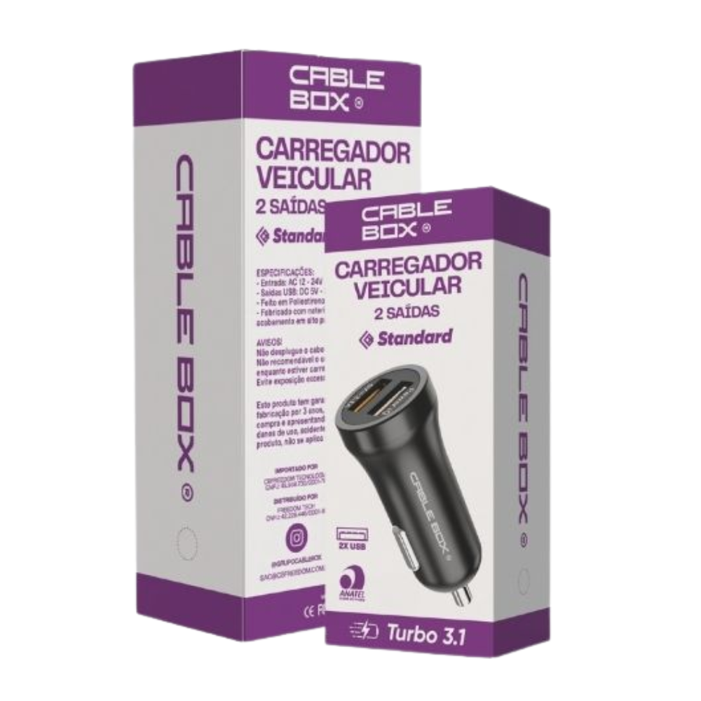 Carregador Veicular 2 Entradas CABLE BOX