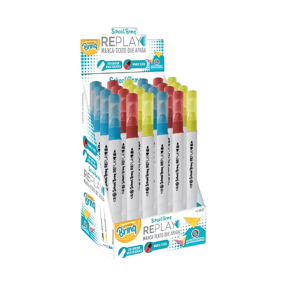 Marca Texto que Apaga Replay School Brinq (Vermelho) POLIBRINQ