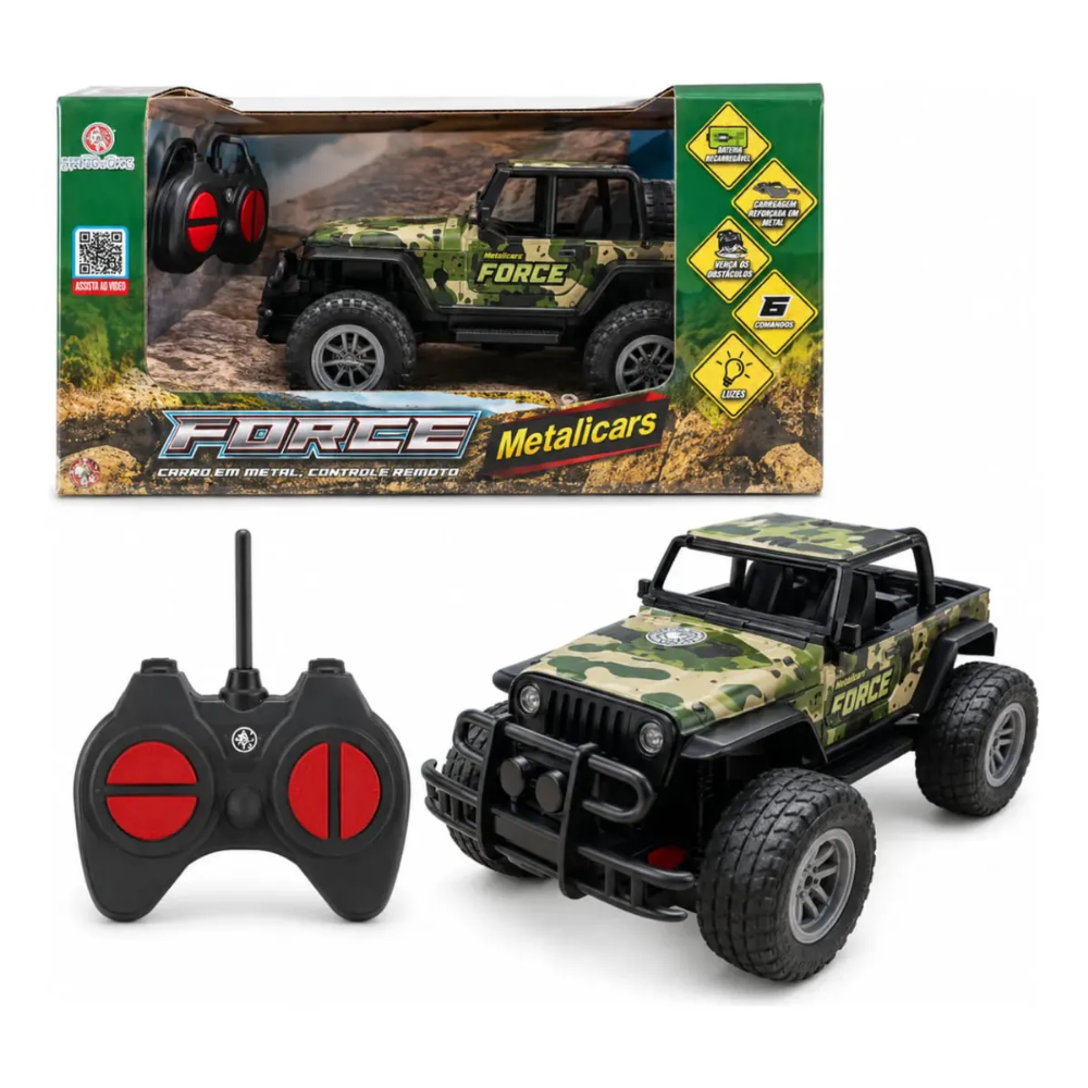 Carrinho de Controle Remoto com Luz Force Metalicars POLIBRINQ