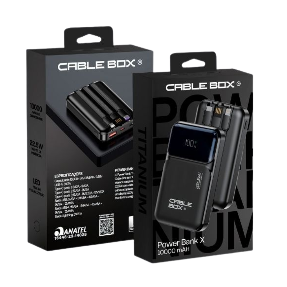 Carregador Portátil Power Bank X Titanium 1000mAH CABLE  BOX