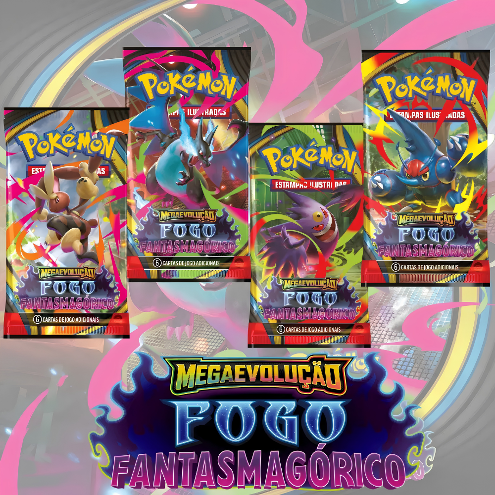 Blister Cartas de Pokemon Mega Evolução Fogo Fantasmagórico COPAG