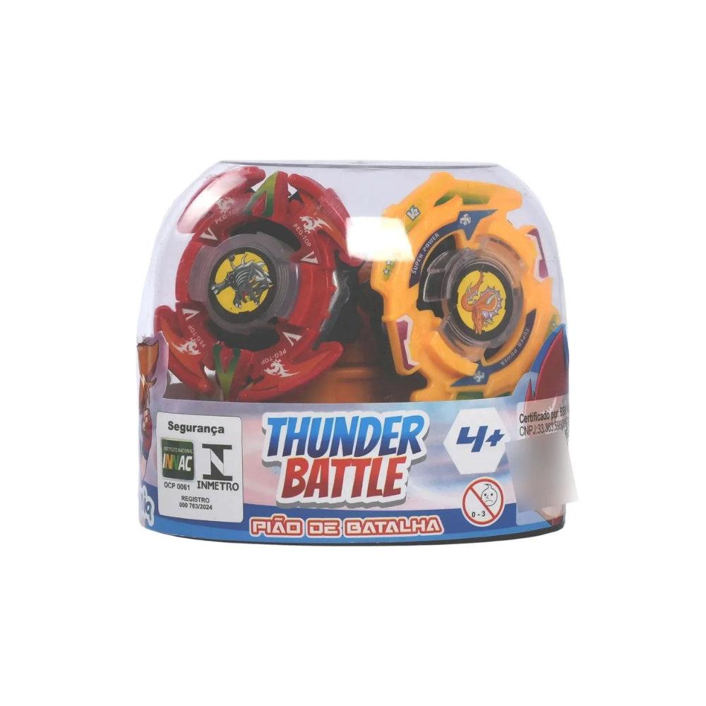 Pião de Batalha Kit com 2 Piões Thunder Battle BRINKZANIA