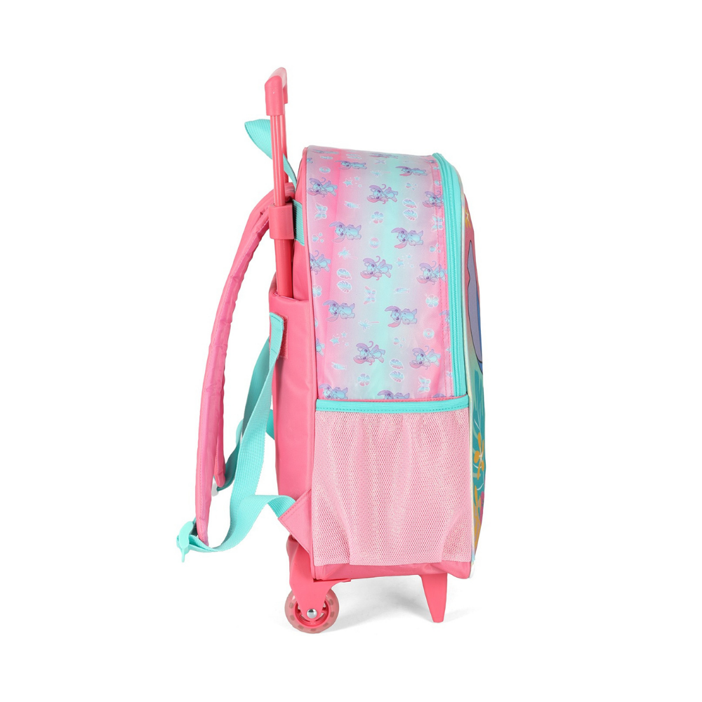 Mochila com Rodas Disney Stitch e Angel Rosa LUXCEL