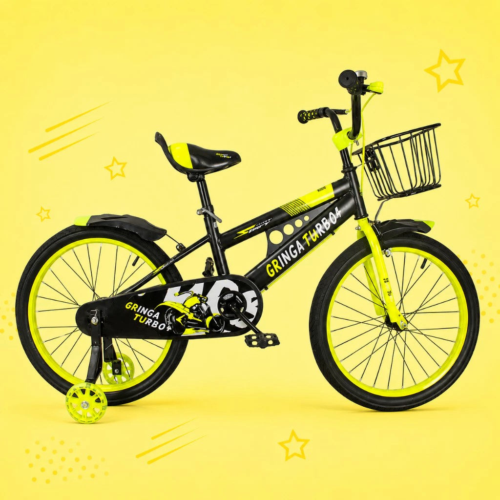 Bicicleta Infantil Turbo Aro 16 LED + Rodinha LED + Freio V-Brake + Cesti