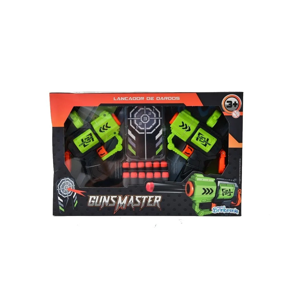 Kit 2 Lançadores de Dardos Top Game 12 Dardos Guns Master BRINKZANIA